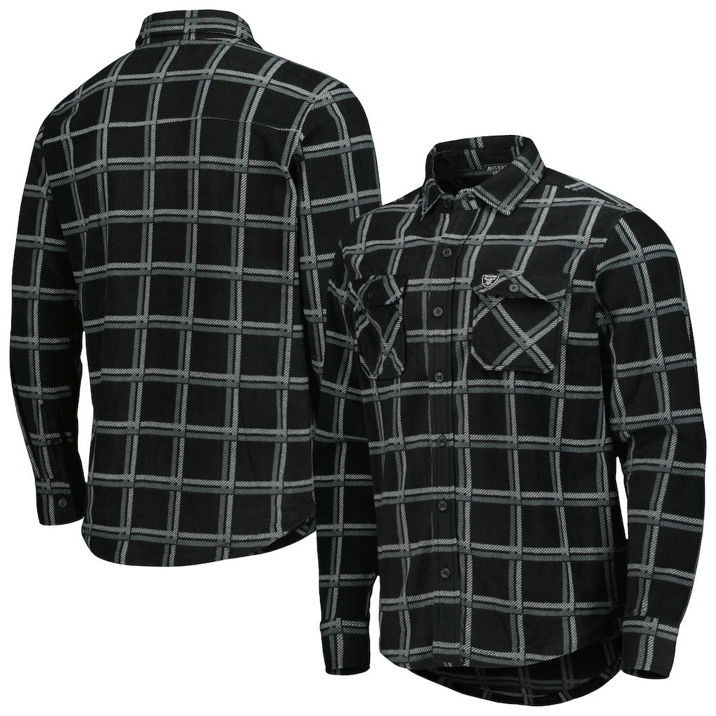 Las Vegas Raiders Antigua Industry Flannel Button-Up Shirt Jacket Black