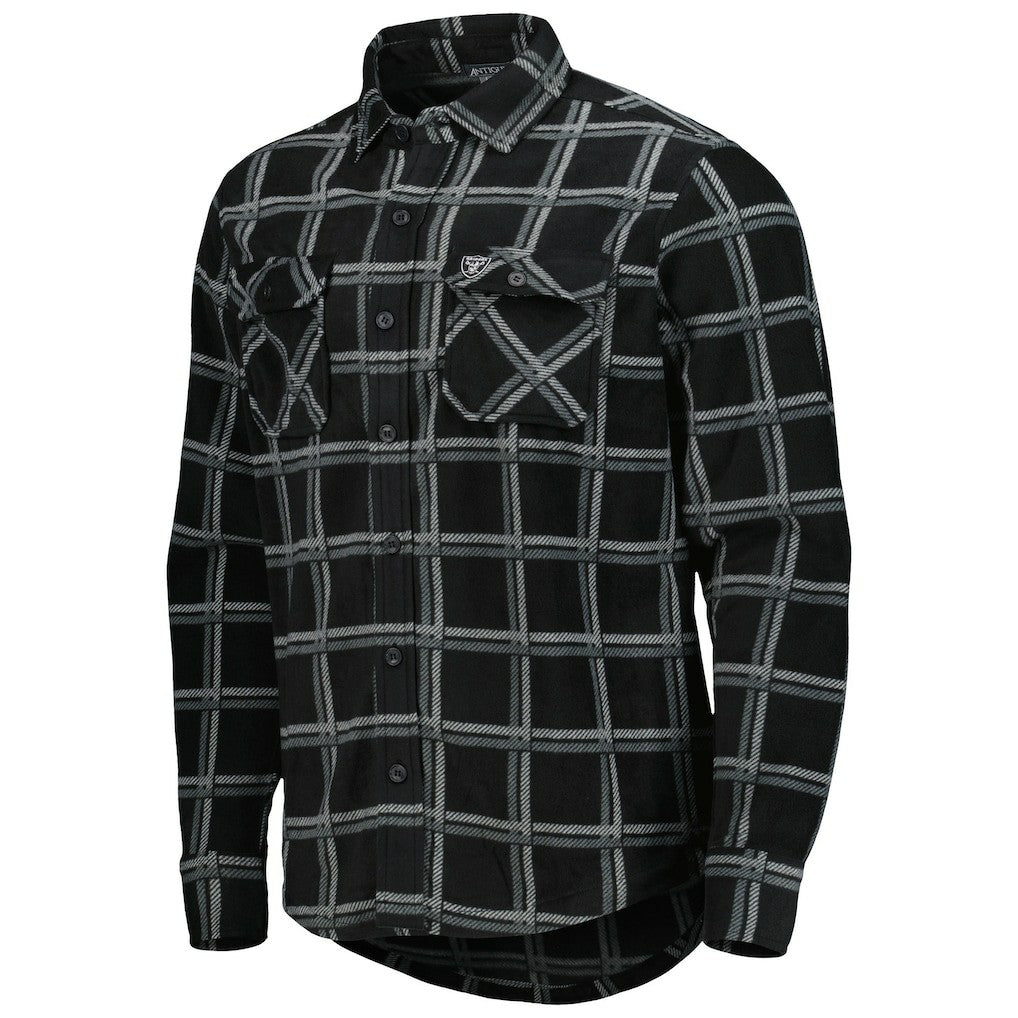 Las Vegas Raiders Antigua Industry Flannel Button-Up Shirt Jacket Black