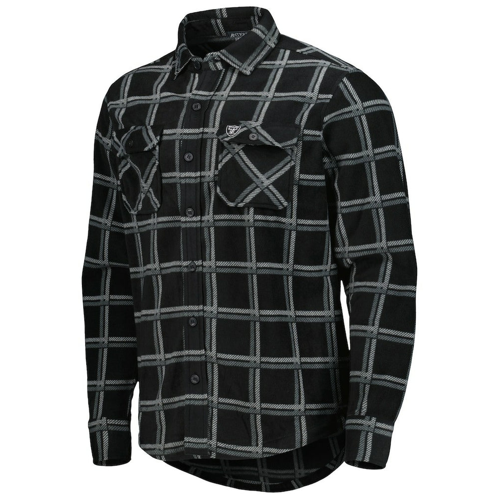 Las Vegas Raiders Antigua Industry Flannel Button-Up Shirt Jacket Black