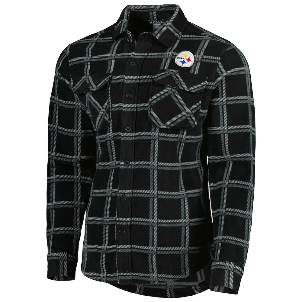 Pittsburgh Steelers Antigua Industry Flannel Button-Up Shirt Jacket Black