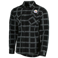 Pittsburgh Steelers Antigua Industry Flannel Button-Up Shirt Jacket Black