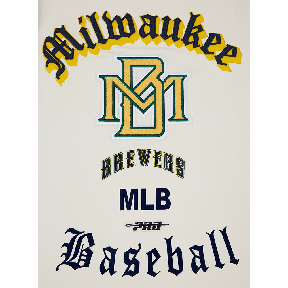 Milwaukee Brewers Pro Standard Cooperstown Collection Old English T-Shirt - Cream T-shirts
