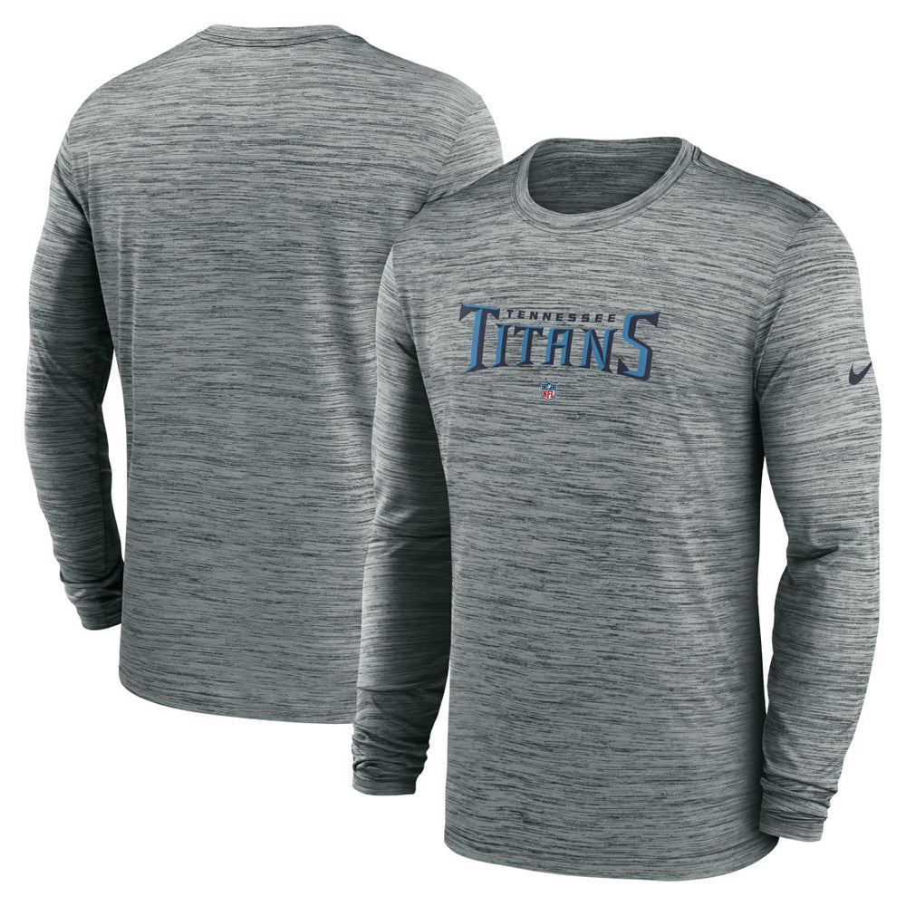 Tennessee Titans Sideline Team Velocity Performance Long Sleeve T-Shirt Heather Gray