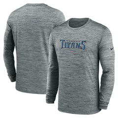Tennessee Titans Sideline Team Velocity Performance Long Sleeve T-Shirt Heather Gray