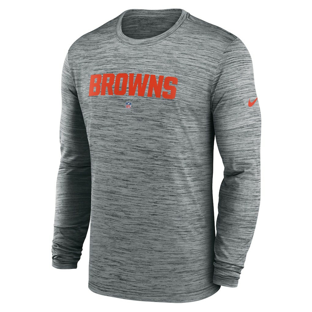 Cleveland Browns Sideline Team Velocity Performance Long Sleeve T-Shirt Heather Gray