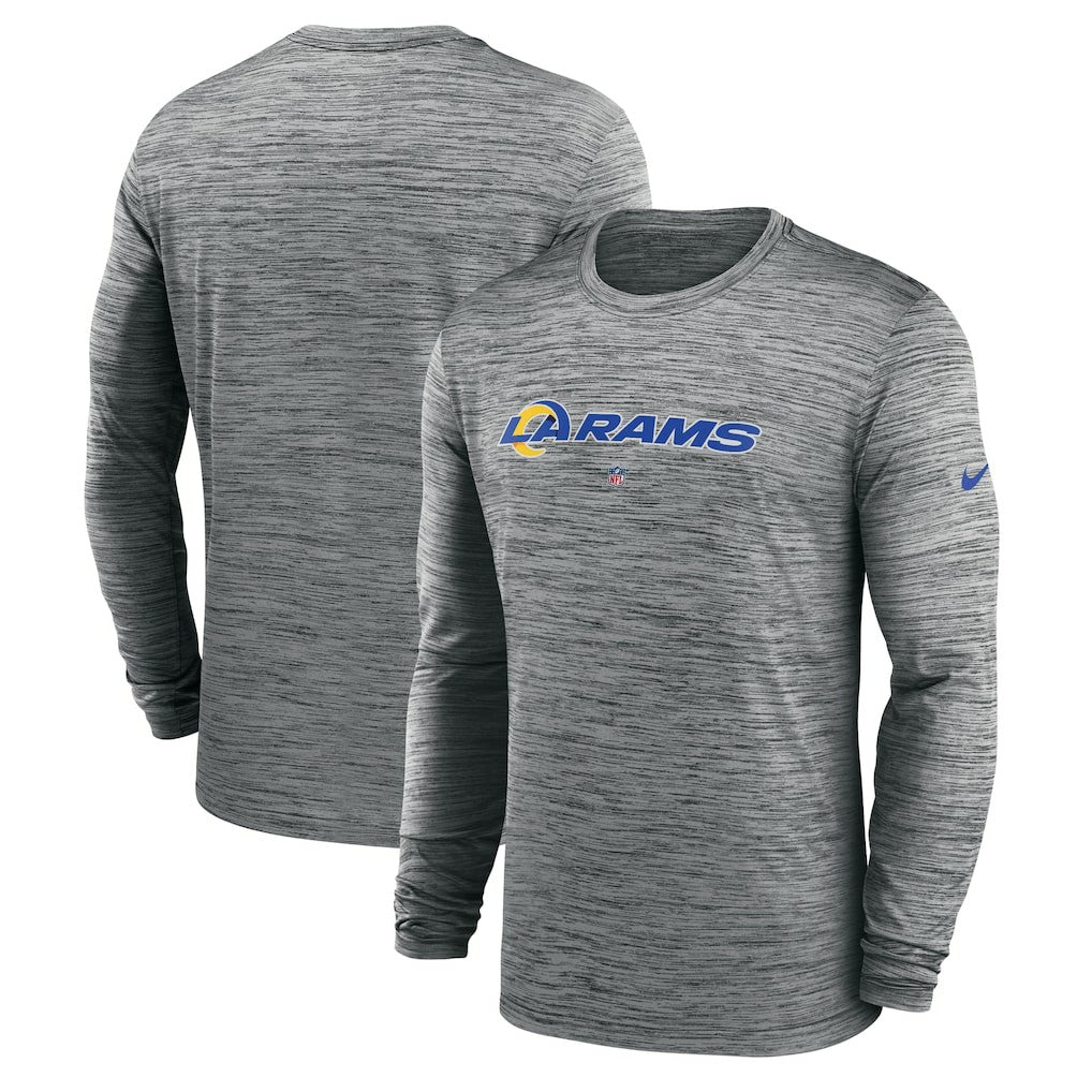 Los Angeles Rams Sideline Team Velocity Performance Long Sleeve T-Shirt Heather Gray