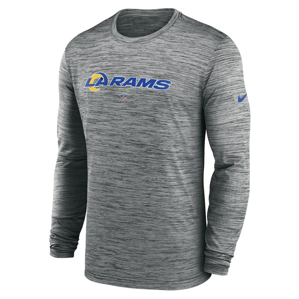 Los Angeles Rams Sideline Team Velocity Performance Long Sleeve T-Shirt Heather Gray