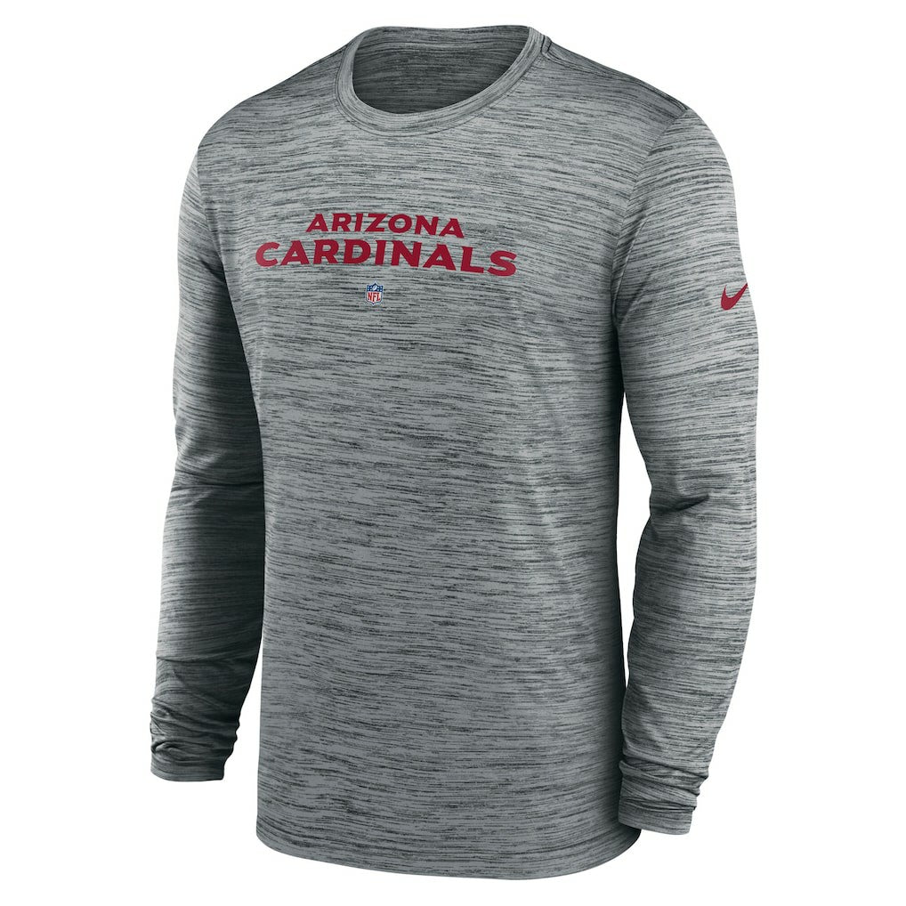 Arizona Cardinals Sideline Team Velocity Performance Long Sleeve T-Shirt Heather Gray
