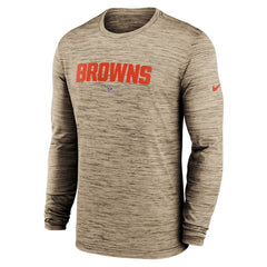 Cleveland Browns Sideline Team Velocity Performance Long Sleeve T-Shirt Brown