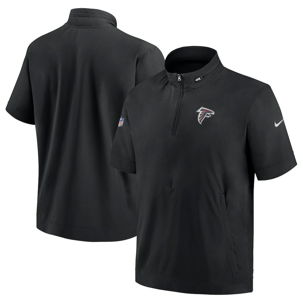 Atlanta Falcons Sideline Coach Short Sleeve Hoodie Quarter-Zip Jacket - Black