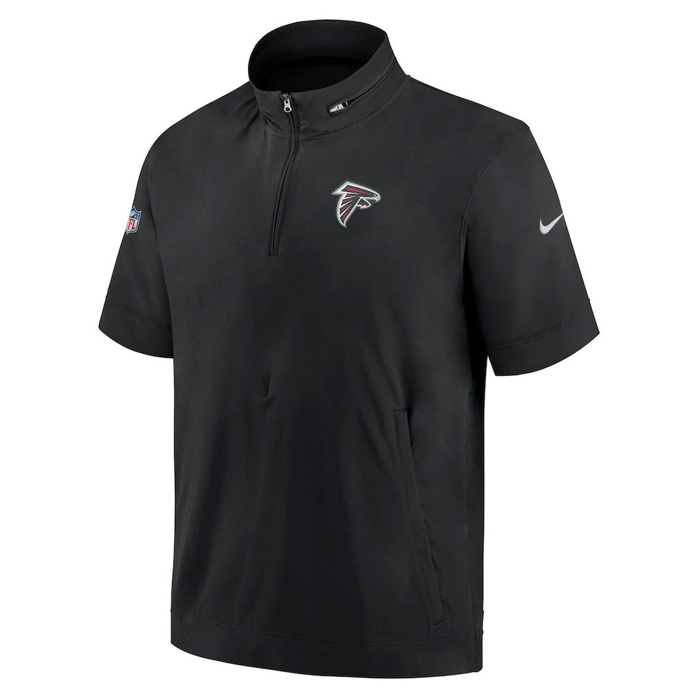 Atlanta Falcons Sideline Coach Short Sleeve Hoodie Quarter-Zip Jacket - Black