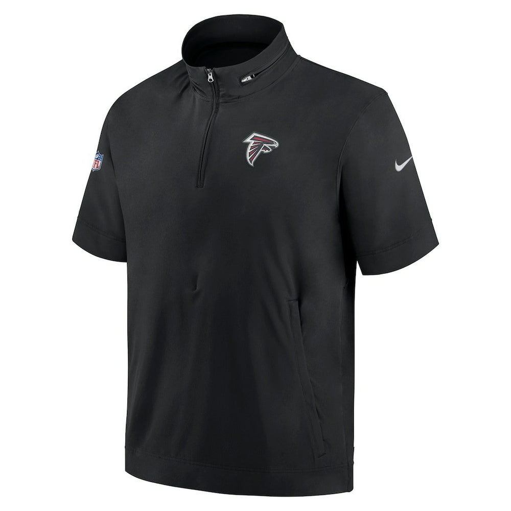 Atlanta Falcons Sideline Coach Short Sleeve Hoodie Quarter-Zip Jacket - Black