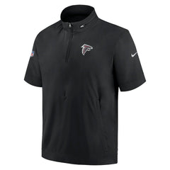 Atlanta Falcons Sideline Coach Short Sleeve Hoodie Quarter-Zip Jacket - Black