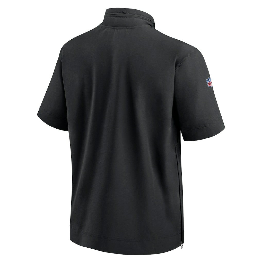 Cincinnati Bengals Sideline Coach Short Sleeve Hoodie Quarter-Zip Jacket - Black