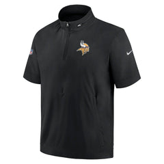 Minnesota Vikings Sideline Coach Short Sleeve Hoodie Quarter-Zip Jacket - Black