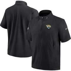 Jacksonville Jaguars Sideline Coach Short Sleeve Hoodie Quarter-Zip Jacket - Black