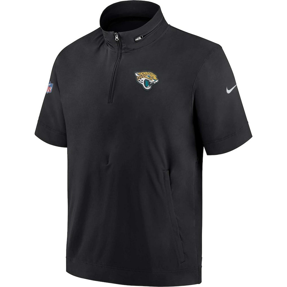 Jacksonville Jaguars Sideline Coach Short Sleeve Hoodie Quarter-Zip Jacket - Black