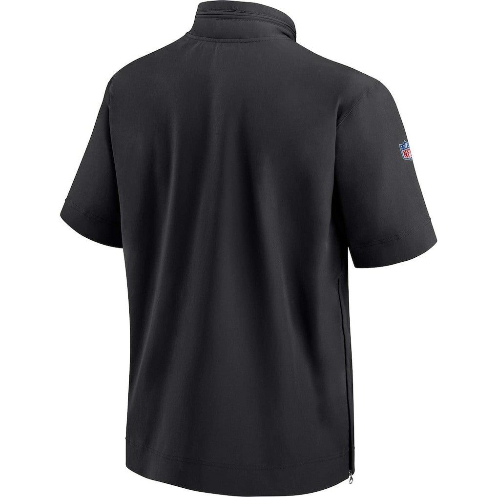 Jacksonville Jaguars Sideline Coach Short Sleeve Hoodie Quarter-Zip Jacket - Black
