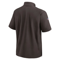 Cleveland Browns Sideline Coach Short Sleeve Hoodie Quarter-Zip Jacket - Brown