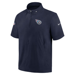 Tennessee Titans Sideline Coach Short Sleeve Hoodie Quarter-Zip Jacket - Navy