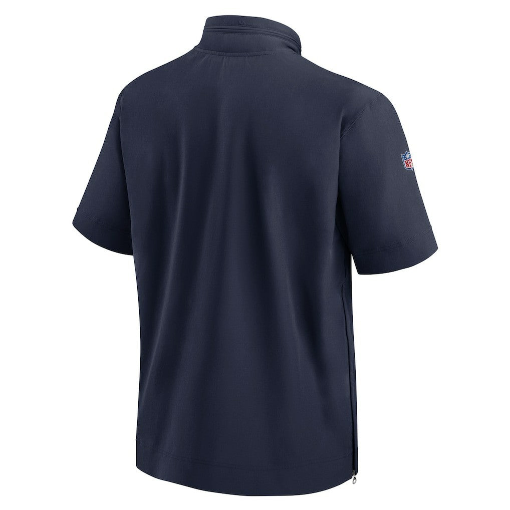 Denver Broncos Sideline Coach Short Sleeve Hoodie Quarter-Zip Jacket - Navy