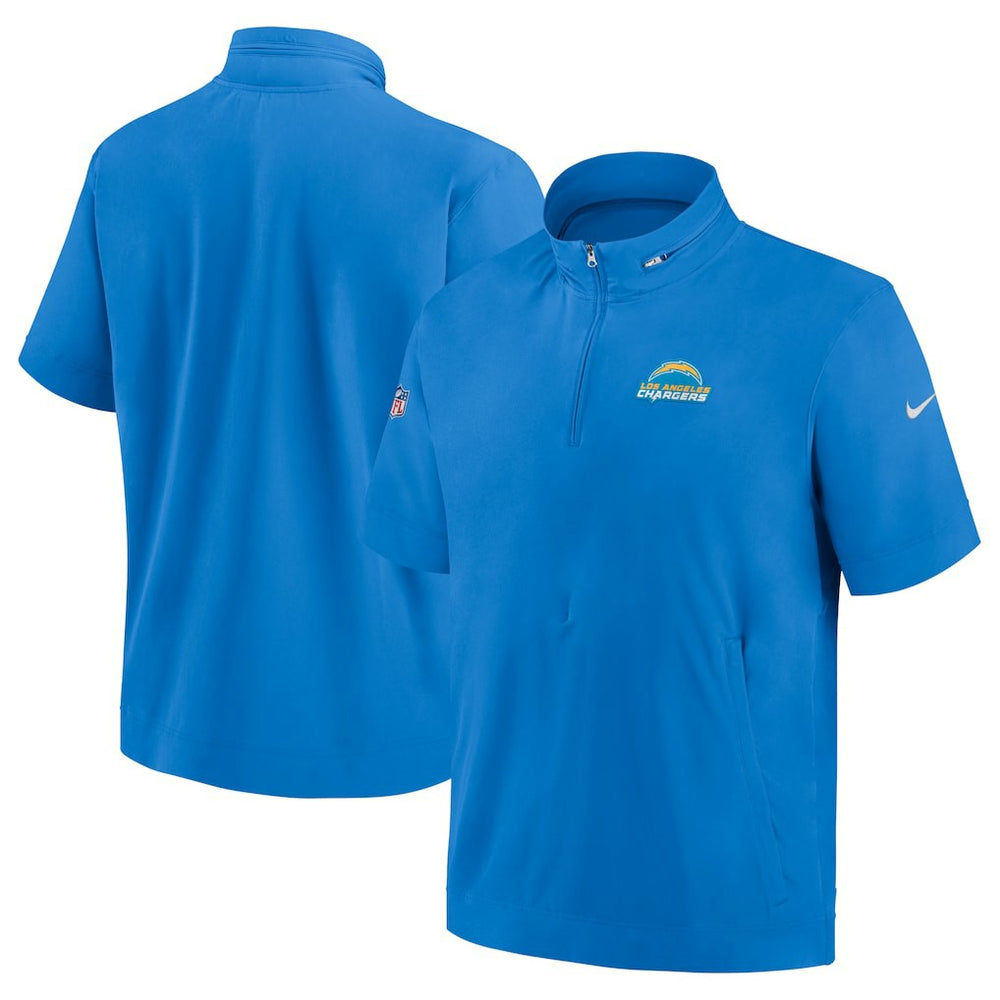 Los Angeles Chargers Sideline Coach Short Sleeve Hoodie Quarter-Zip Jacket - Powder Blue