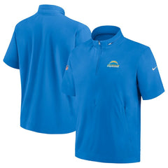 Los Angeles Chargers Sideline Coach Short Sleeve Hoodie Quarter-Zip Jacket - Powder Blue
