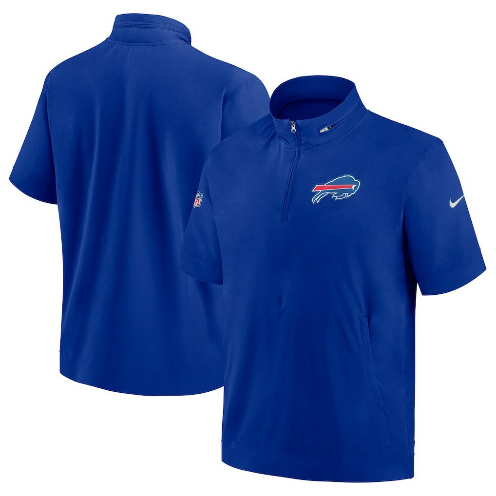 Buffalo Bills Sideline Coach Short Sleeve Hoodie Quarter-Zip Jacket - Royal