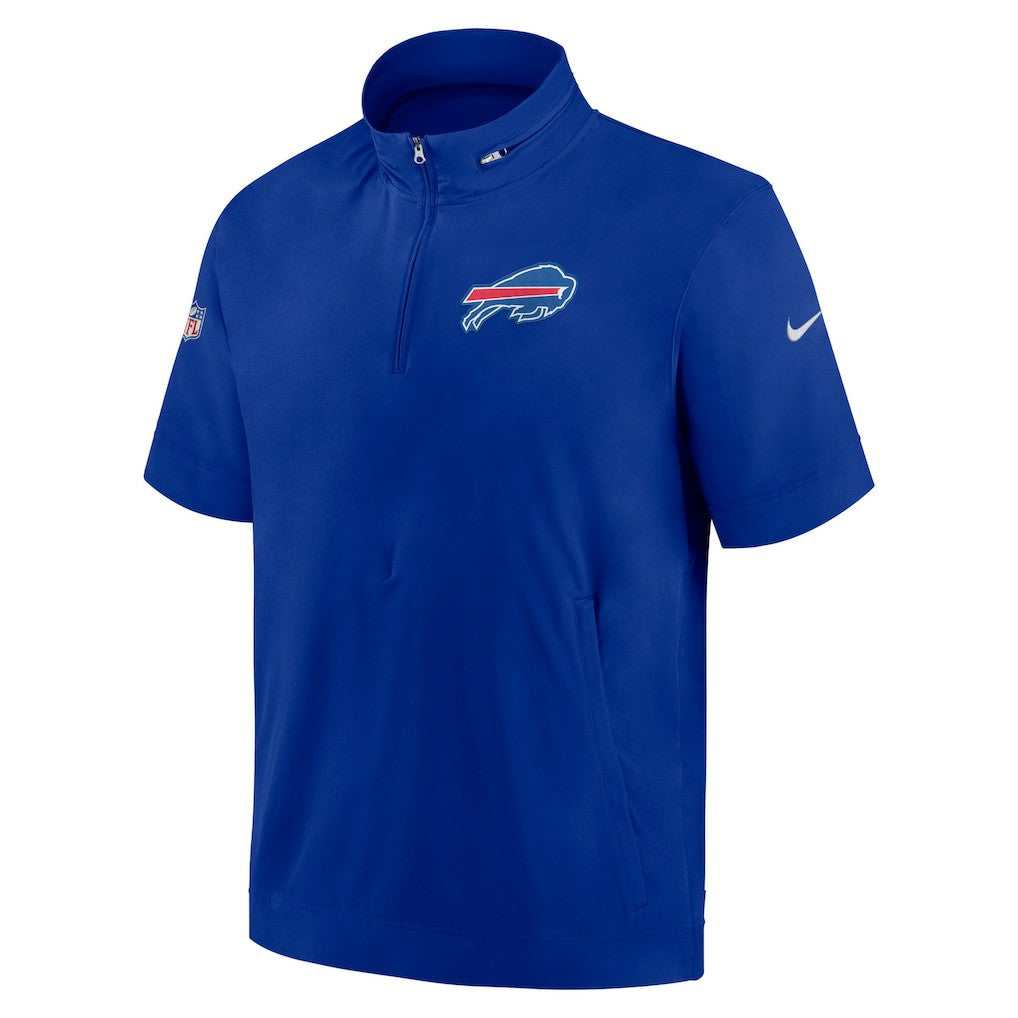 Buffalo Bills Sideline Coach Short Sleeve Hoodie Quarter-Zip Jacket - Royal