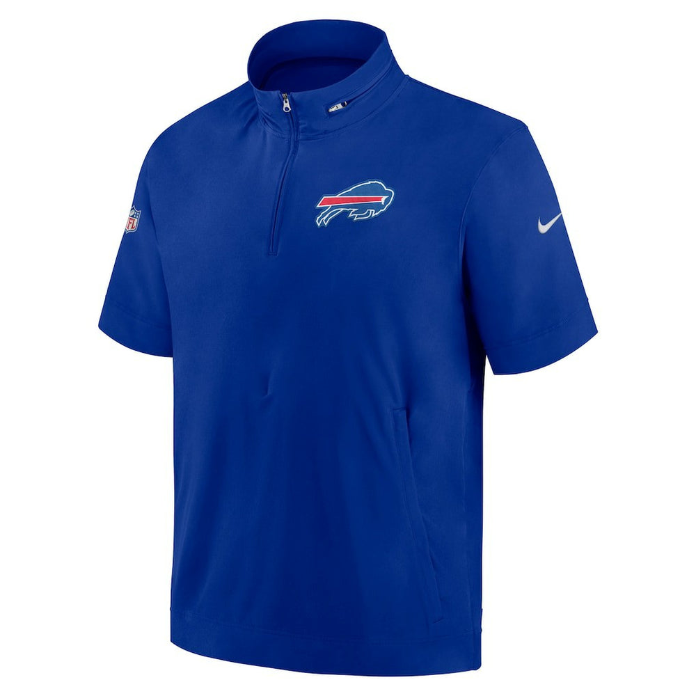 Buffalo Bills Sideline Coach Short Sleeve Hoodie Quarter-Zip Jacket - Royal