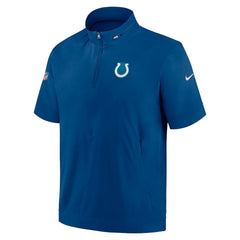 Indianapolis Colts Sideline Coach Short Sleeve Hoodie Quarter-Zip Jacket - Royal