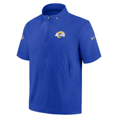 Los Angeles Rams Sideline Coach Short Sleeve Hoodie Quarter-Zip Jacket - Royal
