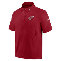 Arizona Cardinals Sideline Coach Short Sleeve Hoodie Quarter-Zip Jacket - Cardinal