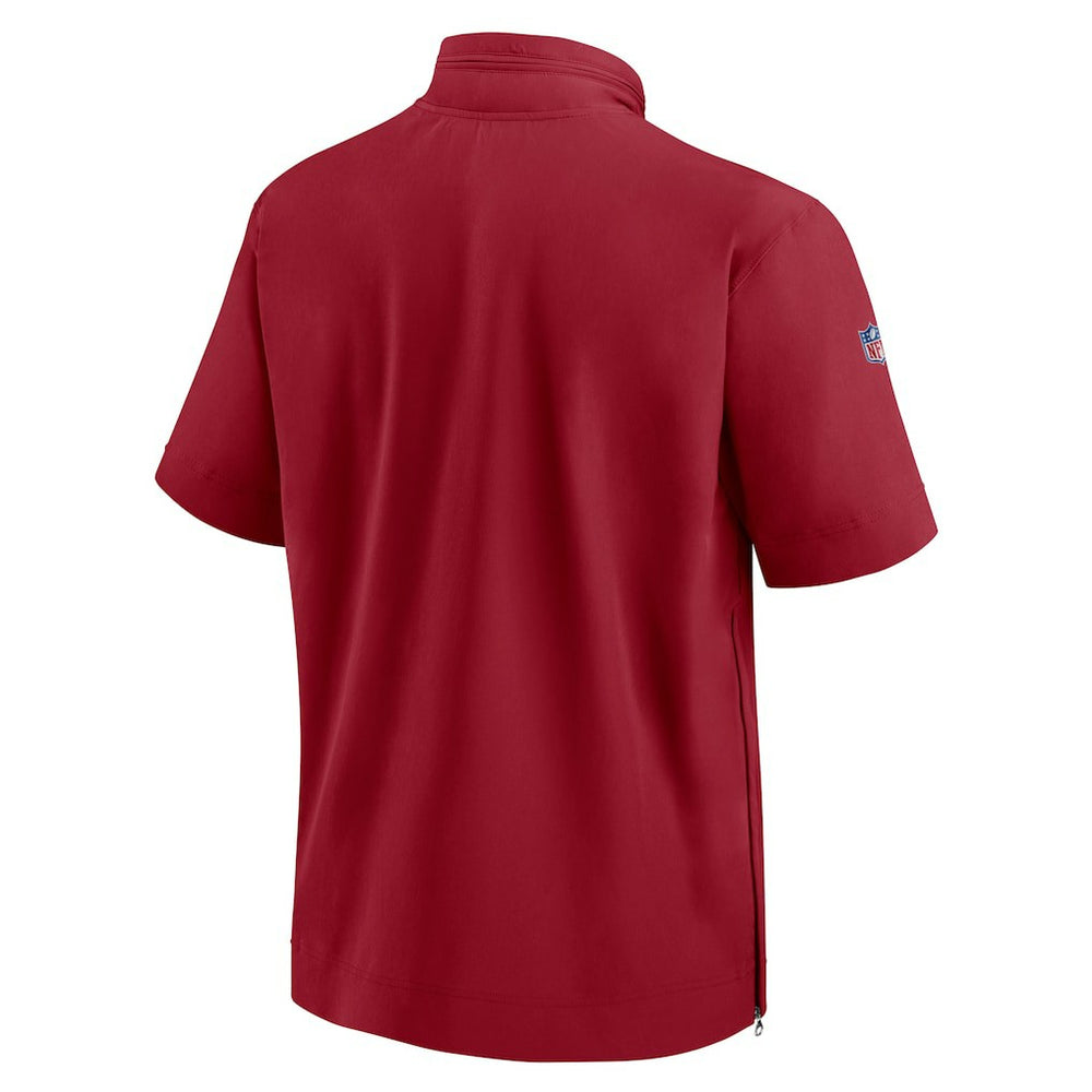 Arizona Cardinals Sideline Coach Short Sleeve Hoodie Quarter-Zip Jacket - Cardinal