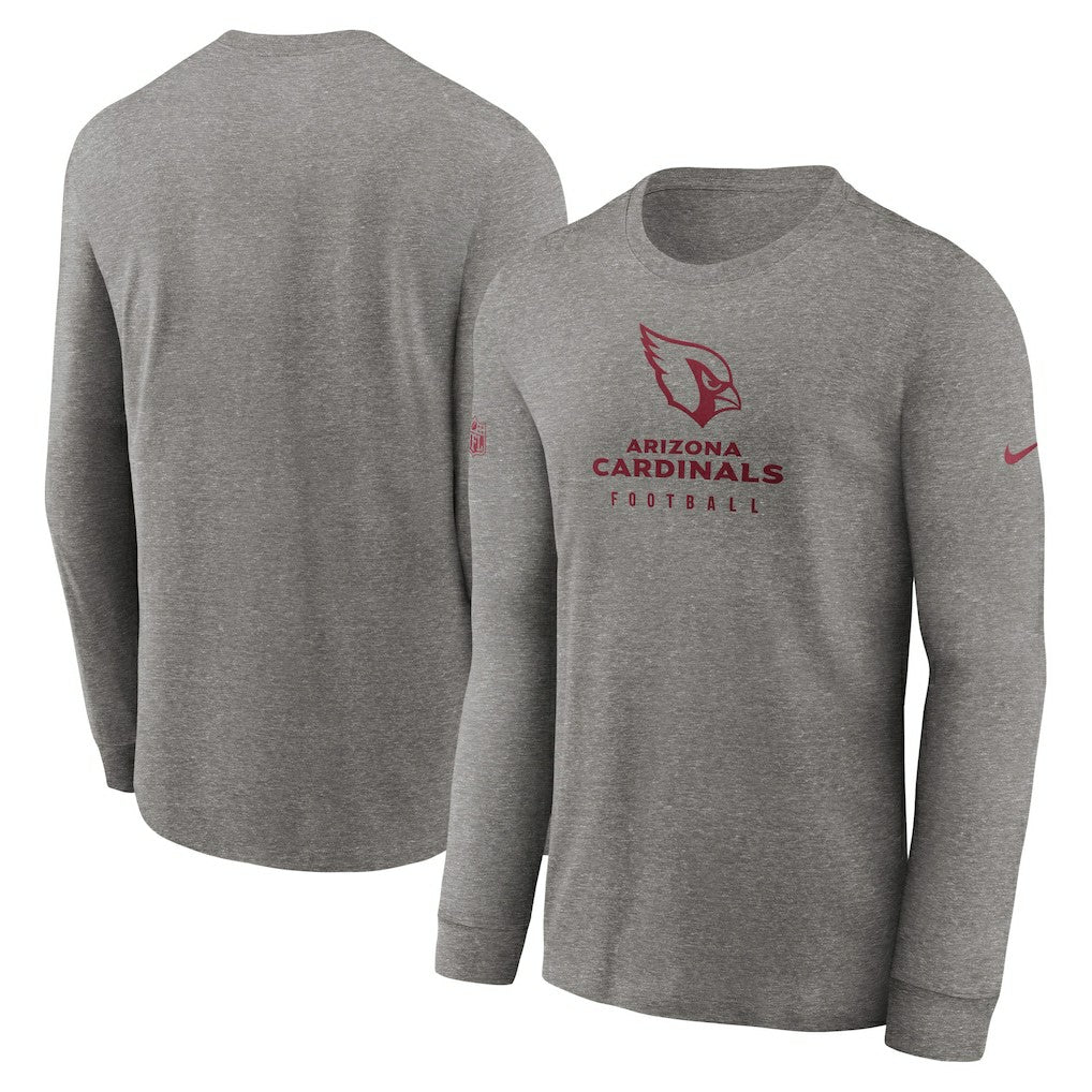 Arizona Cardinals Sideline Performance Long Sleeve T-Shirt Heather Gray