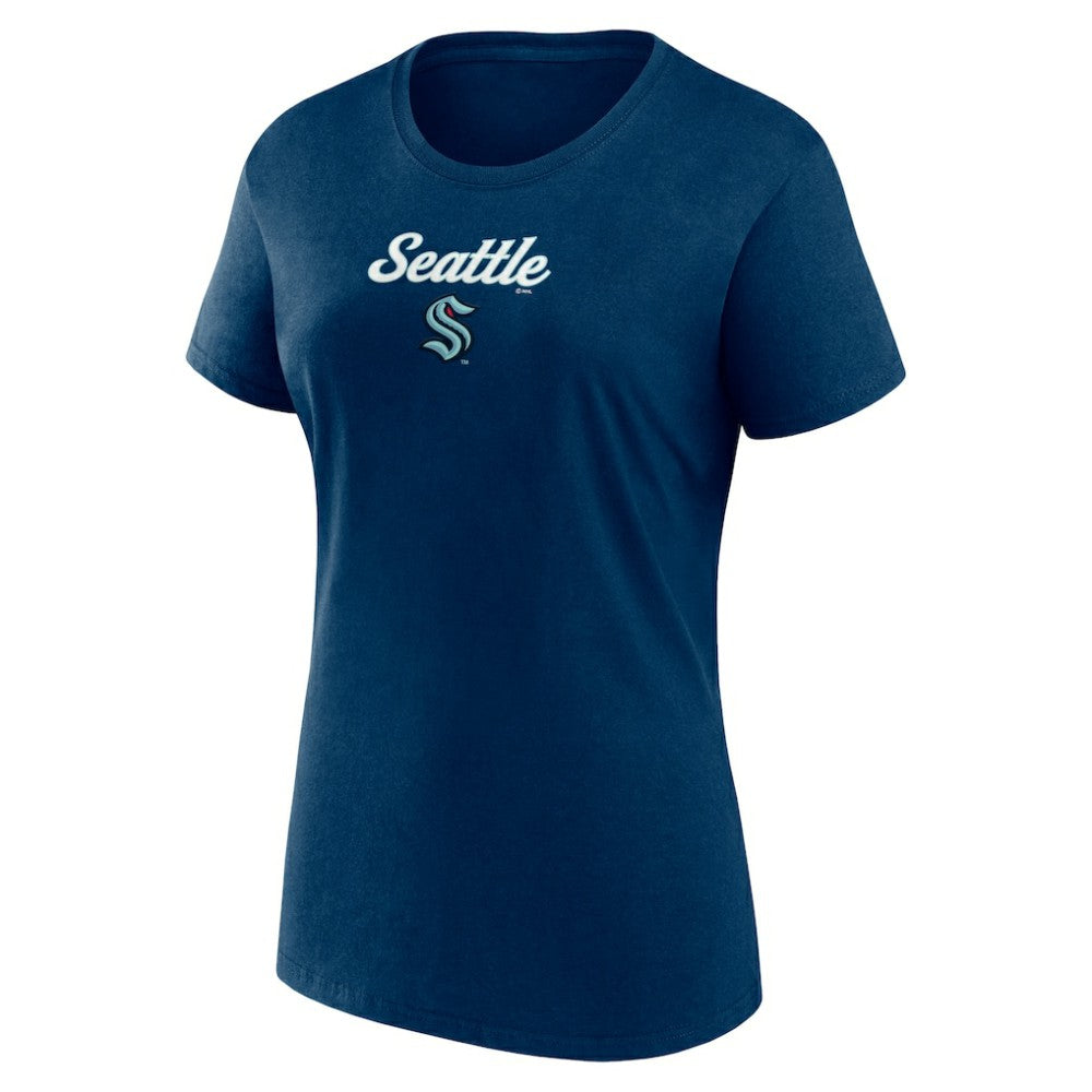 NHL Seattle Kraken Fanatics Women's Script T-Shirt & Shorts Set - Navy/Gray