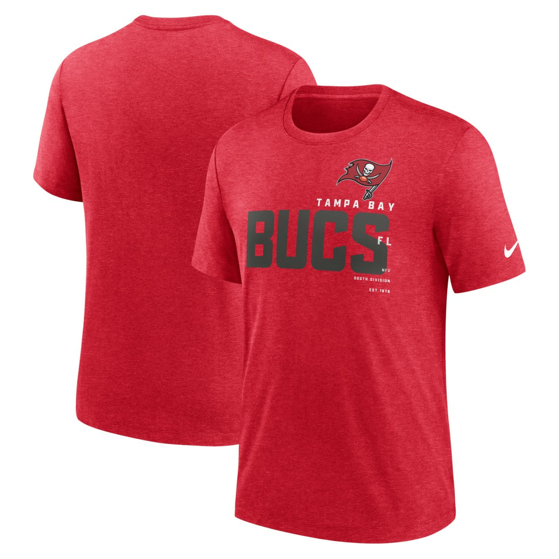 Tampa Bay Buccaneers Team Tri-Blend T-Shirt Heather Red