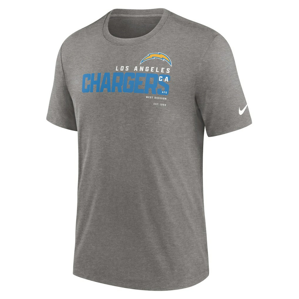 Los Angeles Chargers Team Tri-Blend T-Shirt Heather Charcoal