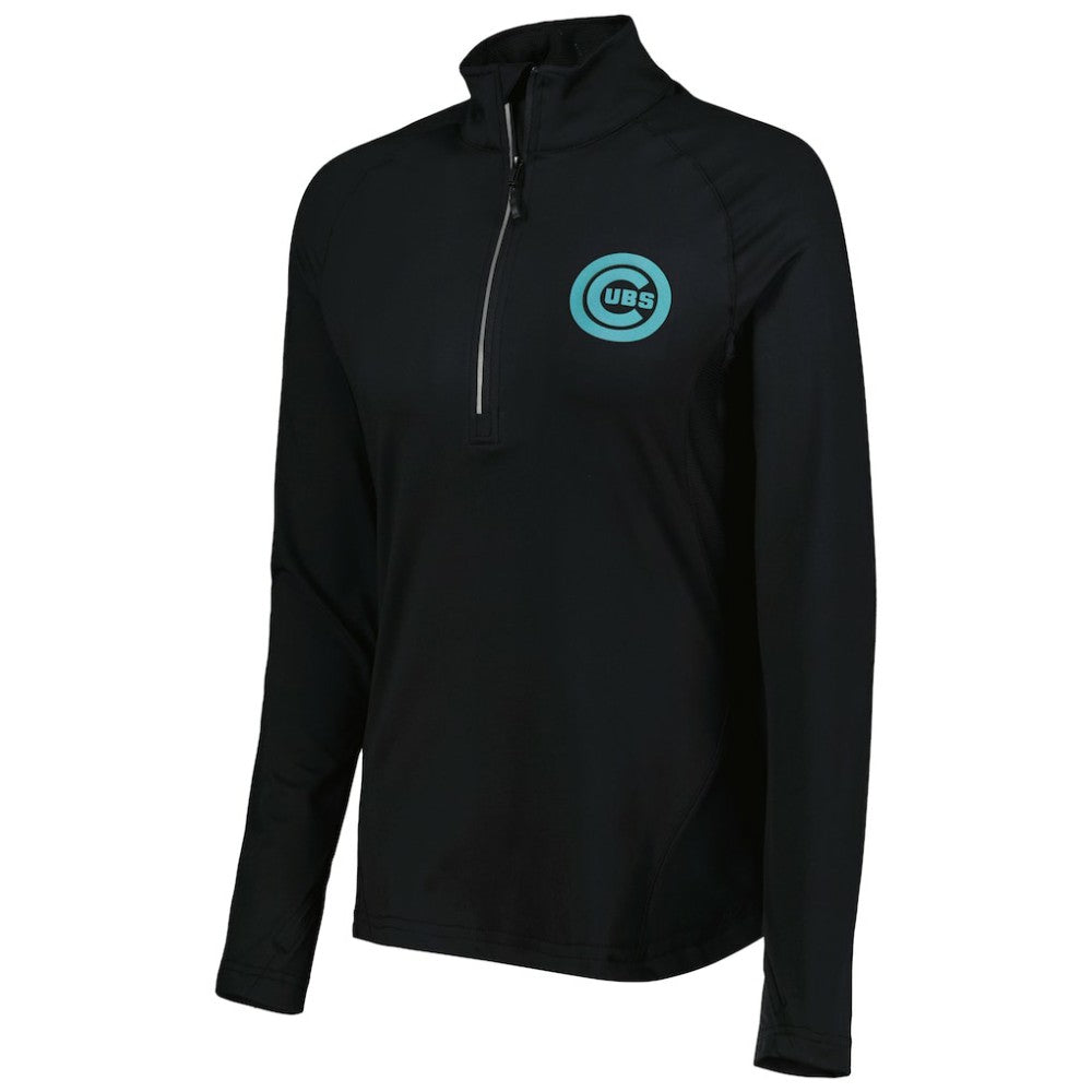 Chicago Cubs Levelwear Women's Energy Quarter-Zip Jacket - Black Jackets