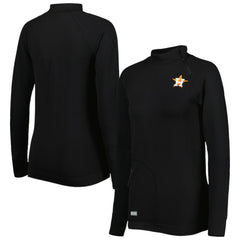 Houston Astros Levelwear Women's Verse Asymmetrical Raglan Tri-Blend Quarter-Zip Jacket - Black Jackets