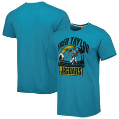 Fred Taylor Jacksonville Jaguars Homage Unisex Caricature Retired Player Tri-Blend T-Shirt Teal
