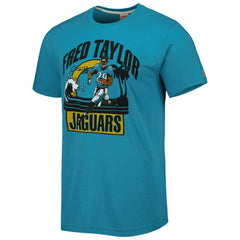 Fred Taylor Jacksonville Jaguars Homage Unisex Caricature Retired Player Tri-Blend T-Shirt Teal