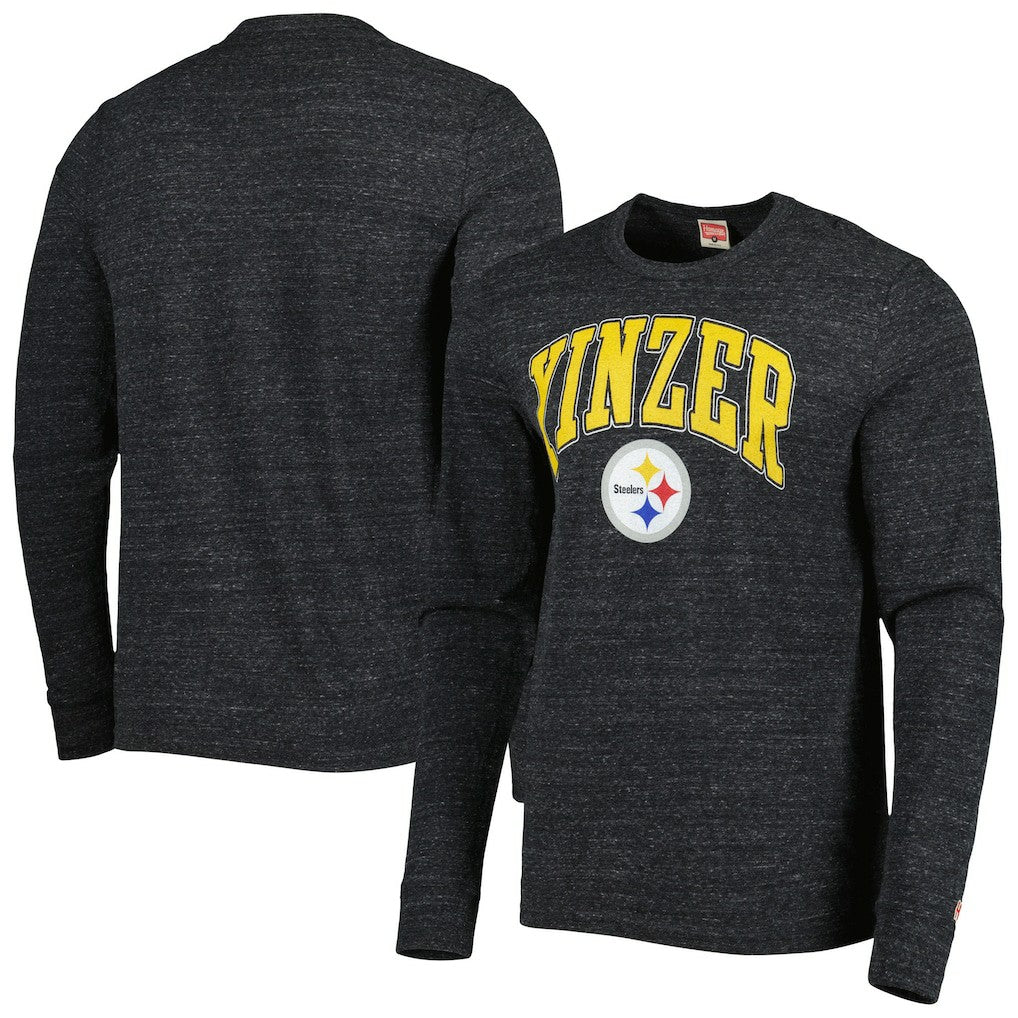 Pittsburgh Steelers Homage Hyper Local Tri-Blend Long Sleeve T-Shirt Charcoal
