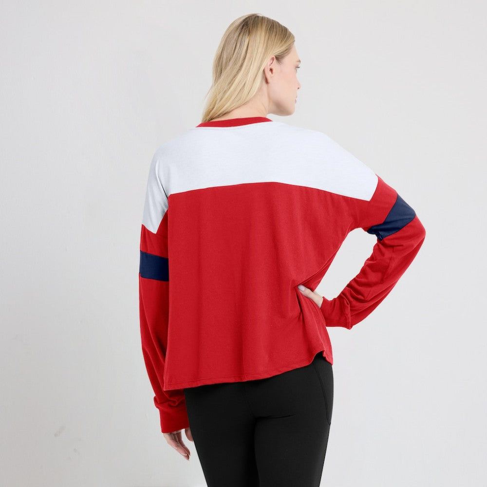 St. Louis Cardinals Fanatics Women's Even Match Lace-Up Long Sleeve V-Neck T-Shirt - Red/White T-shirts