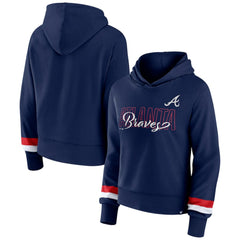Atlanta Braves Fanatics Women's Over Under Pullover Hoodie - Navy Hoodies