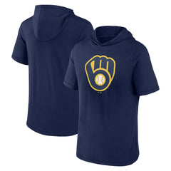 Milwaukee Brewers Fanatics Short Sleeve Hoodie T-Shirt - Navy Hoodies