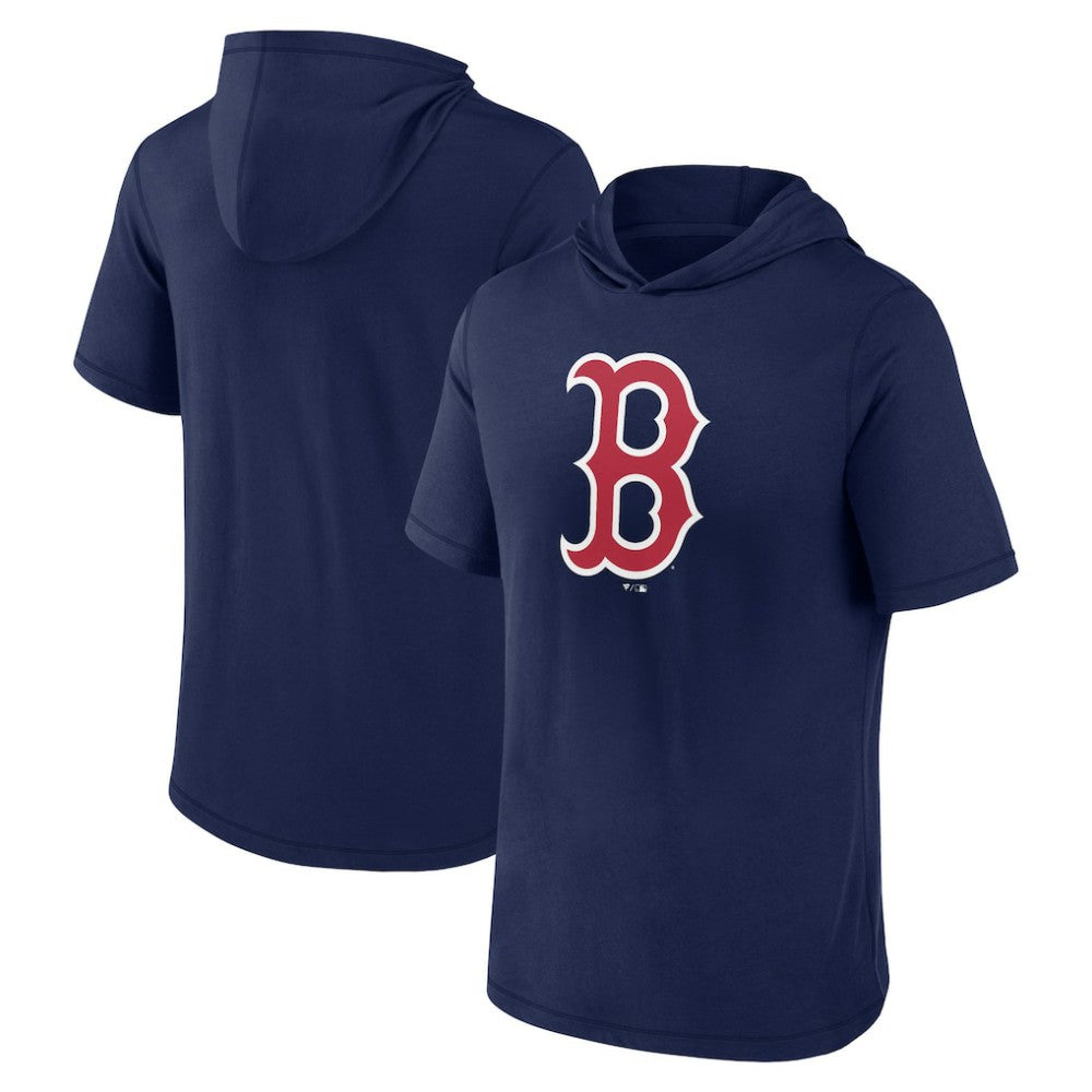 Boston Red Sox Fanatics Short Sleeve Hoodie T-Shirt - Navy Hoodies