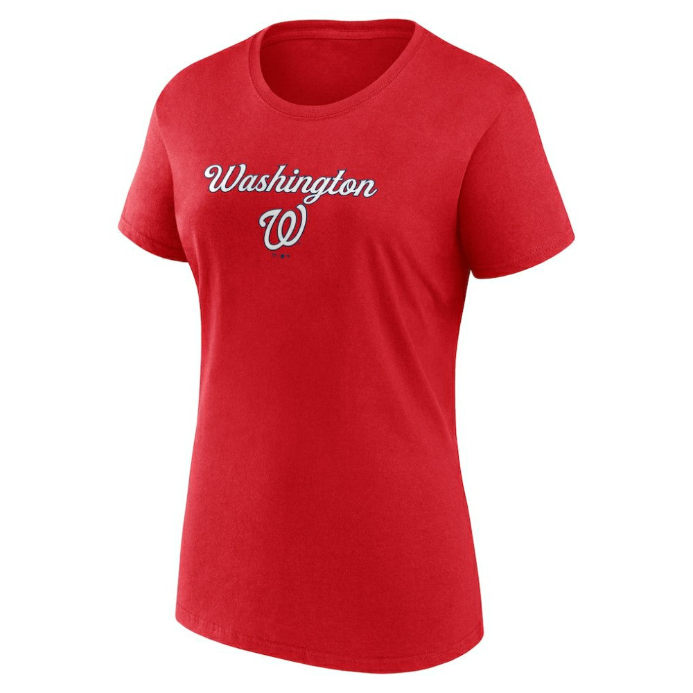 Washington Nationals Fanatics Women's Script T-Shirt & Shorts Combo Set - Red/Gray Shorts