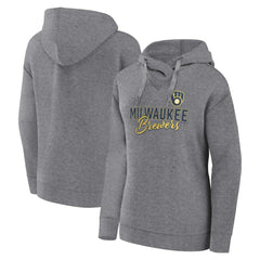 Milwaukee Brewers Fanatics Women's Script Favorite Lightweight Pullover Hoodie - Heather Gray Hoodies