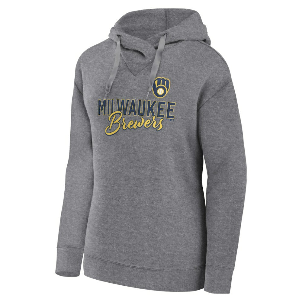 Milwaukee Brewers Fanatics Women's Script Favorite Lightweight Pullover Hoodie - Heather Gray Hoodies